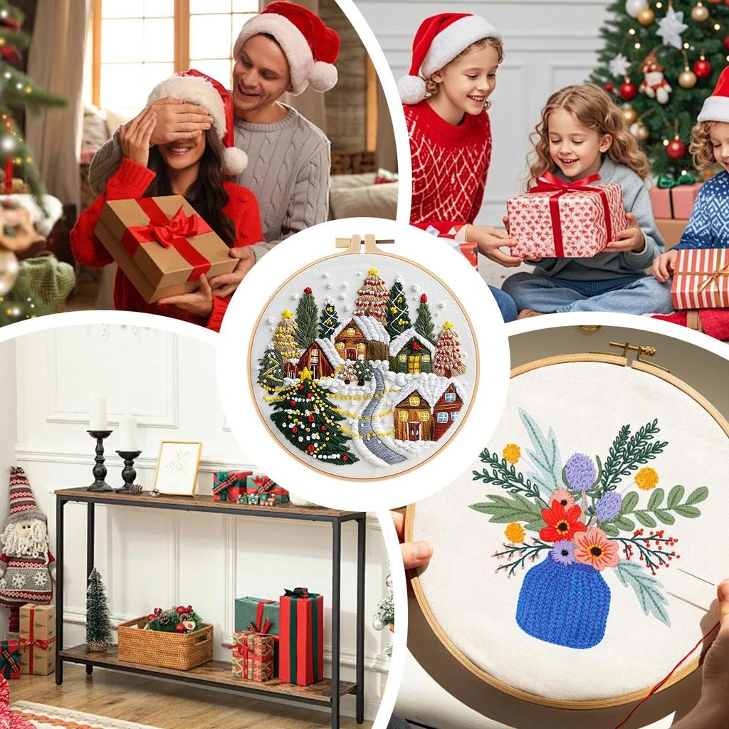 Christmas Embroidery Kit Hand Embroidery Kit creative handmade needlework kits Christmas embroidery kits for beginners