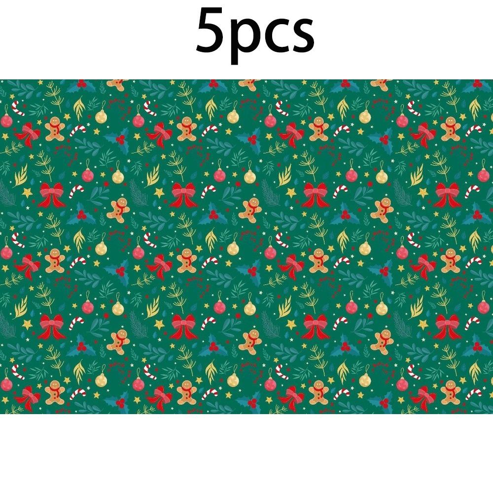 5PCS Festive Printed Christmas Wrapping Paper Gift Wrap Sheet Holiday Craft Supplies