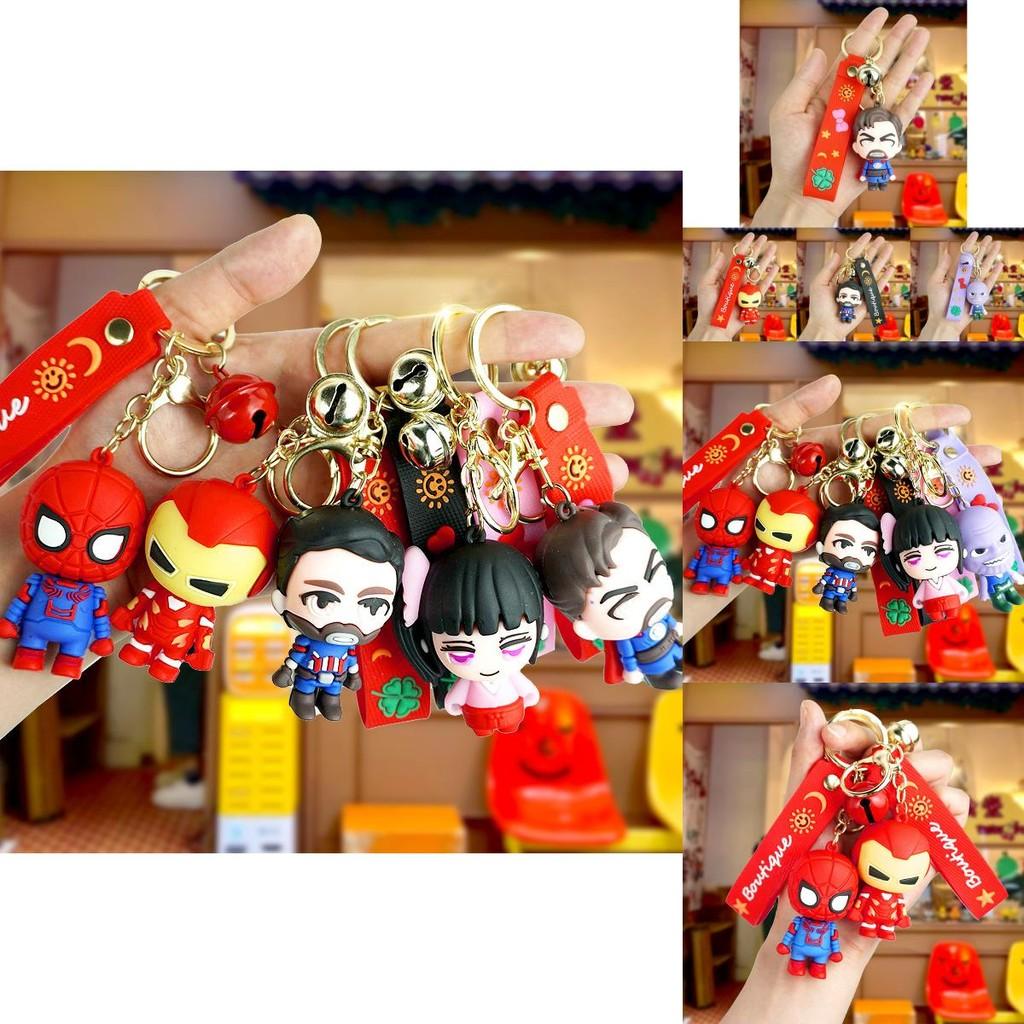 Adorable Marvel Cartoon Spiderman Couple Keychain Rubber Key Accessories