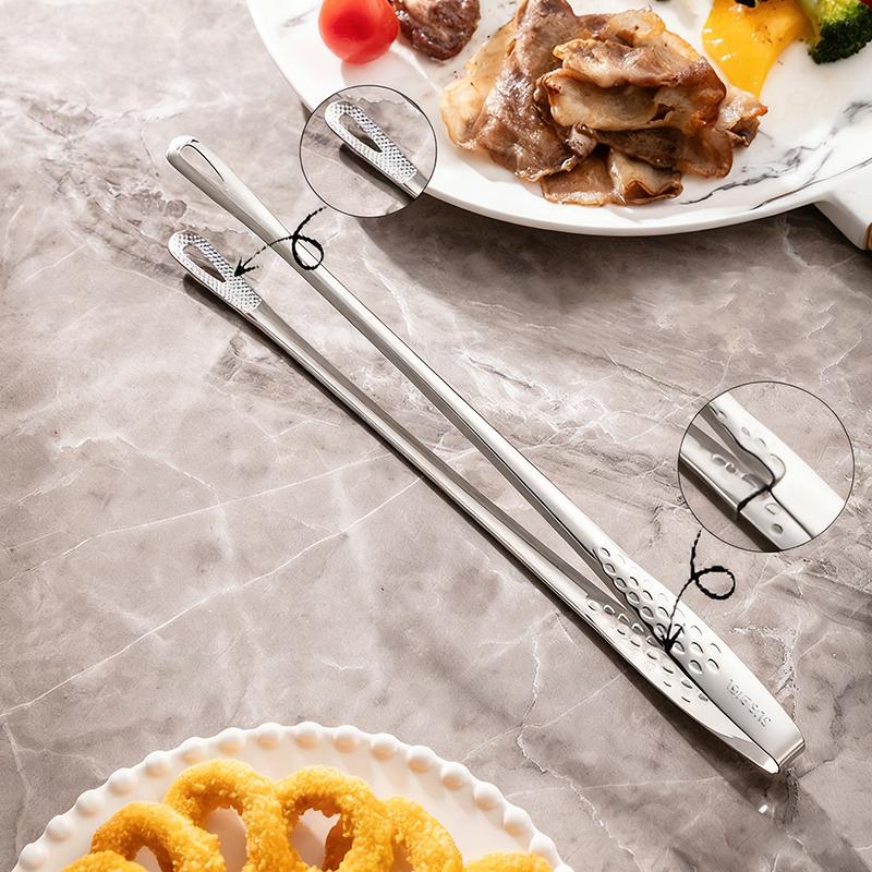 Kitchen Tongs Stainless Steel Long Handle Barbecue Tongs Food Clips Cooking Tweezers Suitable For Home Vegetable/meat Barbecue