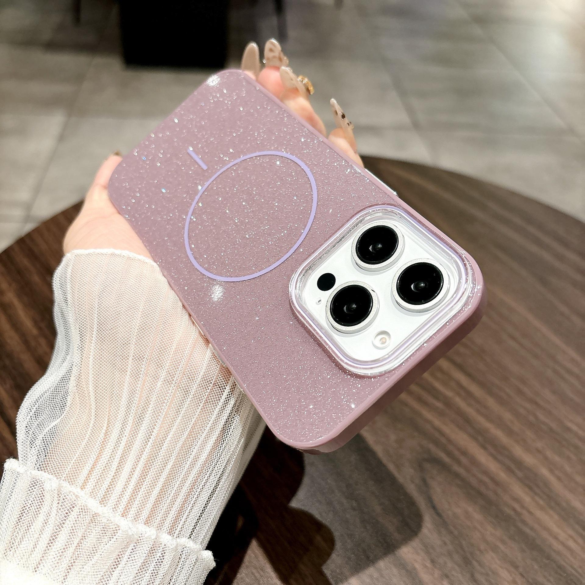 

Подходит для IPhone16 Тонкое магнитное кольцо Чехол для телефона и Apple 15promax Защитный чехол с блестками «Звездное небо» iPhone11Promax