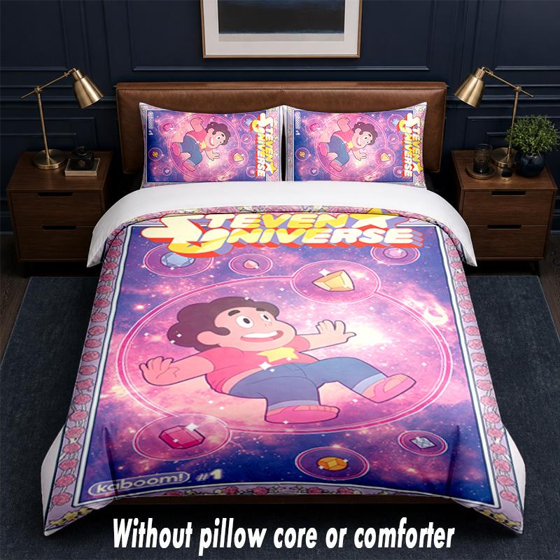 Steven Universe Design Bett Bettwäsche Set 1 Bettbezug + 2 Kissenbezüge Weich Atmungsaktiv Haushalt Bettwäsche
