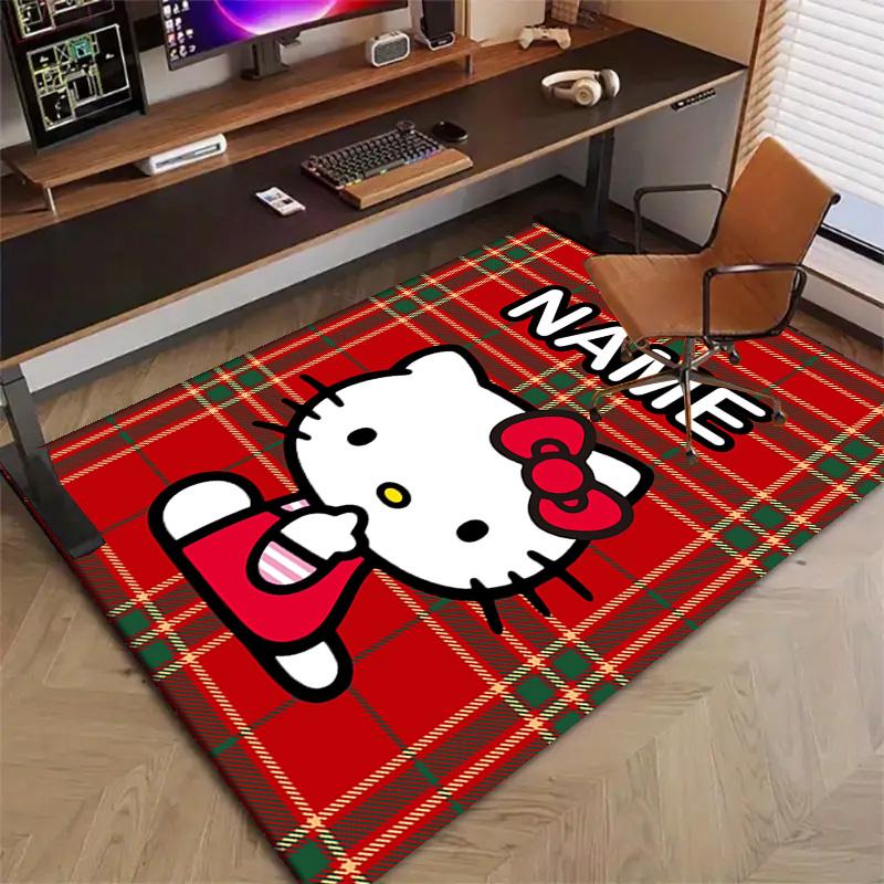 Custom HelloKitty Mat Personalized Name, Polyester Washable Indoor Entryway Rug, Gift for Christmas, Easter, Thanksgiving Day