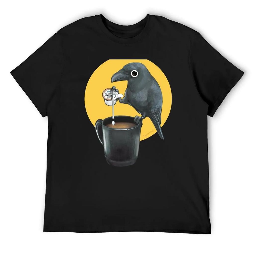 CAW-fee Crow T-Shirt Funny t-shirt animal prinfor boys Clothing Funny t-shirts vintage t shirt men