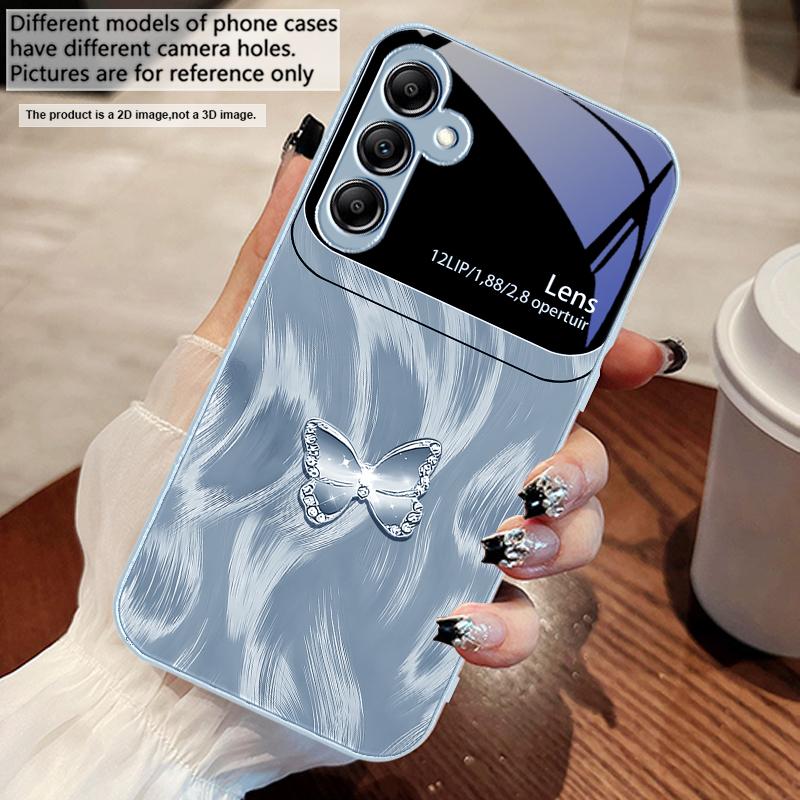 Rosa Diamant Schmetterling Für Samsung A73 72 71 A70 56 55 54 A53 52 51 50 42 A35 A34 33 32 31 26 25 24 23 22 30 Glas Handyhülle