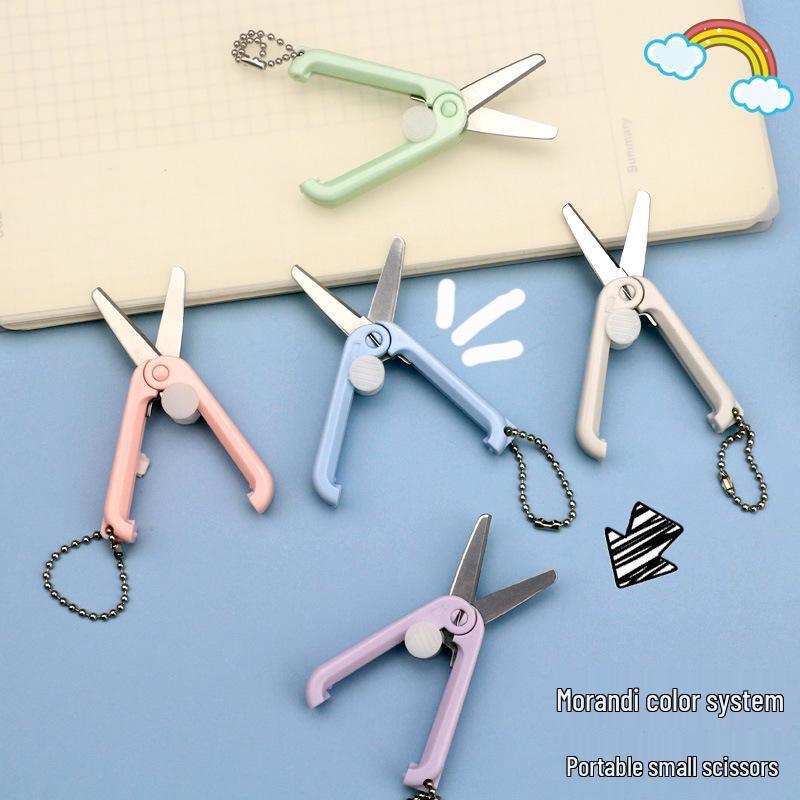 Morandi Mini Portable Folding Scissors: Compact Stainless Steel Scissors for Office, Students, and Children. 47x15x13 mm голубой воды