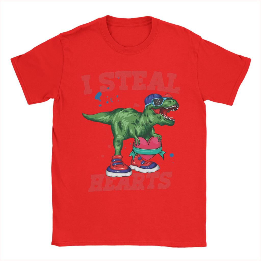 I Steal Hearts Trex Dino Cute Valentines Days T Shirt Unisexs Street Style Cotton TShirts Summer O Neck Hipster Tees Big Size Tops