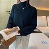 Solid color versatile turtleneck knitted bottoming shirt women's autumn and winter new loose turtleneck pullover sweater inner
