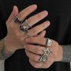 European and American Dark Punk Multi-element Ring 7-piece Set Hollow Star Men's Adjustable Ring