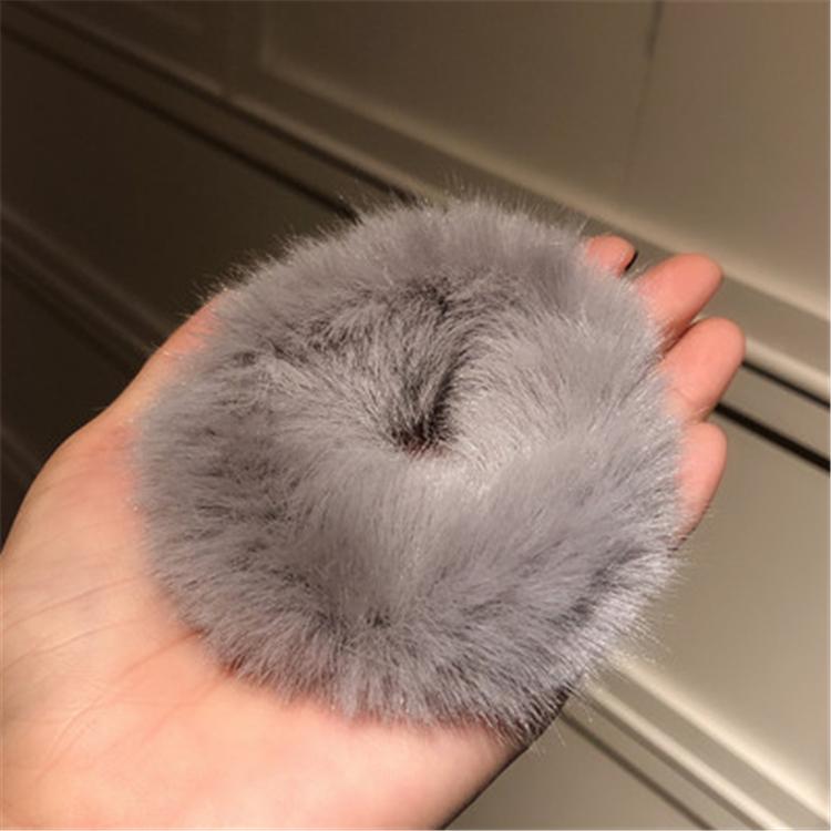 Women Hair Accessories Fluffy Scrunchie Elastic Ponytail Colorful Pom Pom Hair Ties Faux Fur Hair Scrunchies