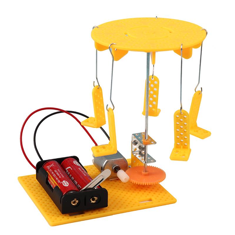 STEM DIY Rotating Flying Chair & Car Carousel Toy for Kids 7.5*9*12 cm