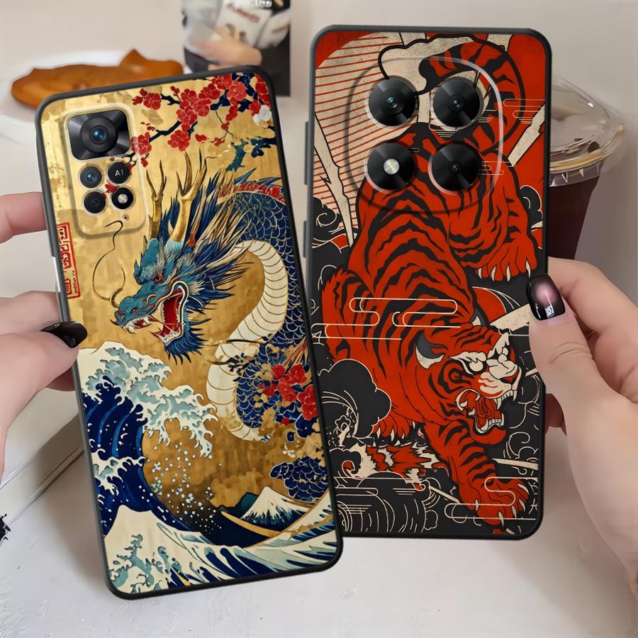 Cartoon Retro Dragon Phone Cover Case for Xiaomi Redmi Note 14 12C 13C 9 8 7 12 11 A3 A1 K80 13 Pro Plus 14C A4 A5 10 K40 A2 A1