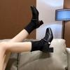 Mote Dame Ankelstøvletter Side Montage Korte Støvletter for Damer Sko Mote PU Lær Støvletter Høy Hæl 8cm Damesko