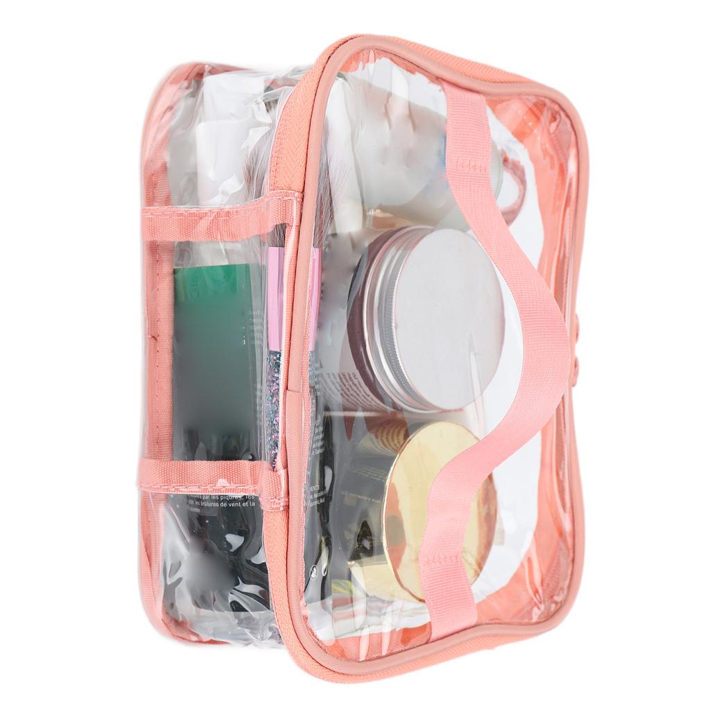 Clear Toiletry Bag Travel Cosmetic Makeup Bag PVC Storage Bag Portable Transparent Pouch for Traveling Vacation Bathroom