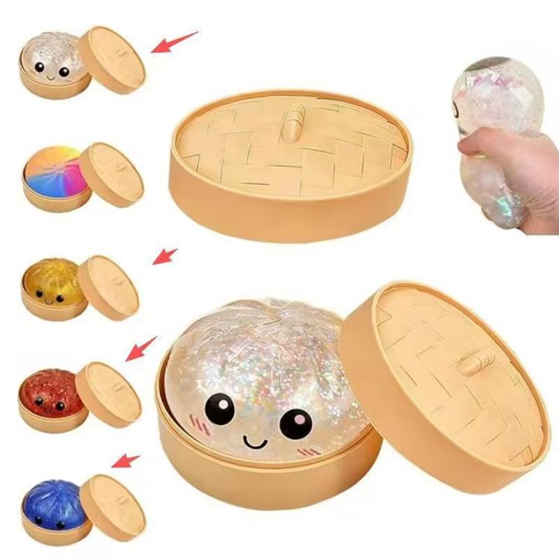 Nieuwe Glitter Dumpling Glitter Dumpling Squishy met Doos Dumplings Sensorisch Knijpspeelgoed voor Stressverlichting S