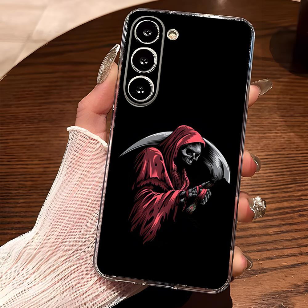 

Grim Reaper Skull Skeleton Hard PC Phone Case For Samsung S25 S24 Ultra S23 Fe S22 S20 S21 Plus Fe Ultra 5G Transparent Cover Samsung s22ultra
