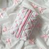 Cute Quilted Bow Y2k Makeup Bag Coquette Small Pouch Preppy Floral Heart Cosmetic Bag Toiletry Organizer Bag (Color03)
