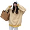 New Fall/Winter Flannelette And Thick Long Sleeved Thermal Sweater For Schoolgirl Plaid Mid-Length Round Neck Blouse