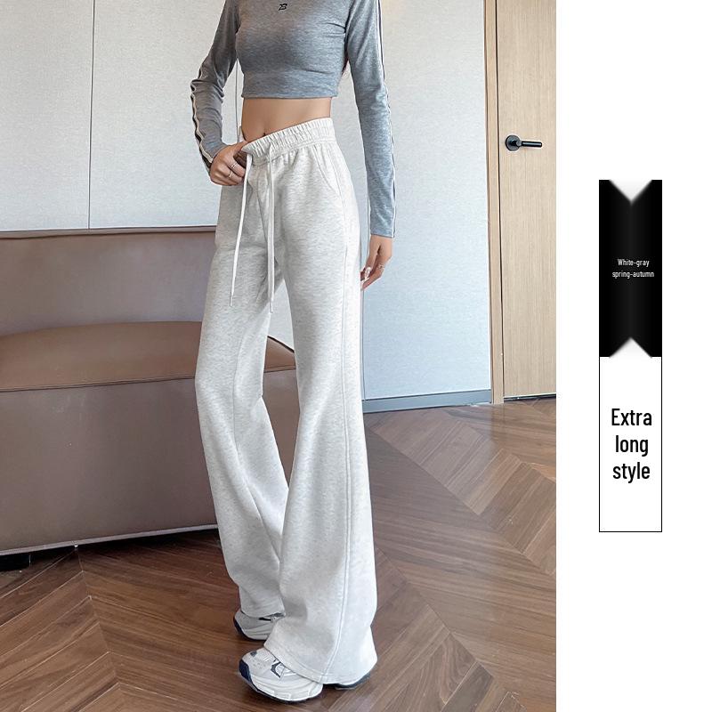 

Women s Black High-Waisted Micro-Flared Sports Pants - Slimming Straight-Leg, Spring/Autumn 2025 Wide-Leg Trousers L: 115-130 jin