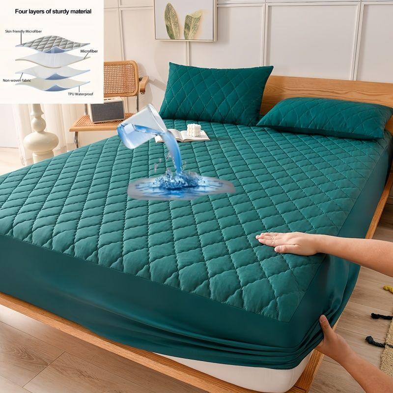 100% Waterproof Mattress Cover Quilted Thicken Single Double Elastic Fitted Sheet Style Bed Protector Pad King Size