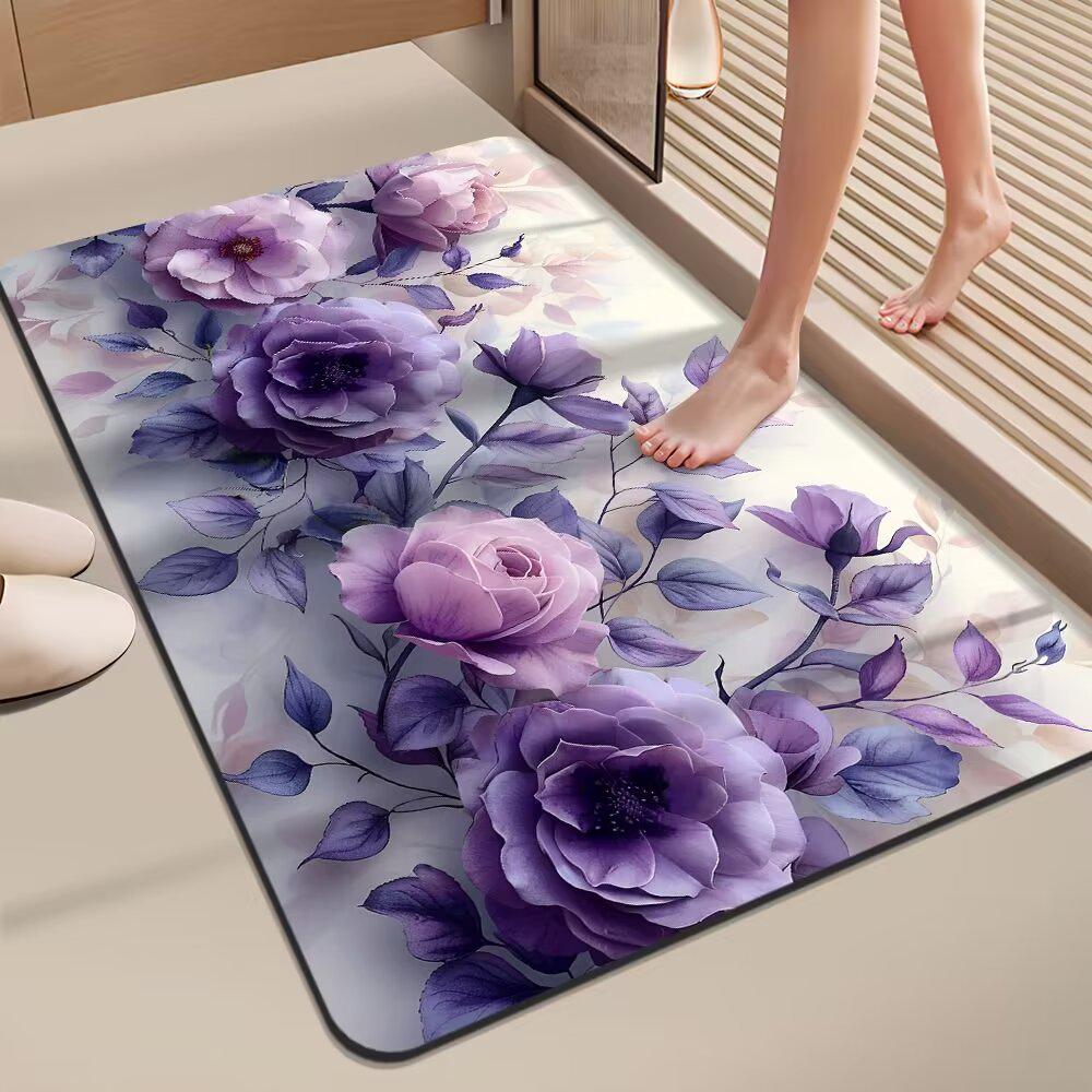 

Цветочный быстросохнущий нескользящий коврик для ванной из диатомовой земли 60x90 cm