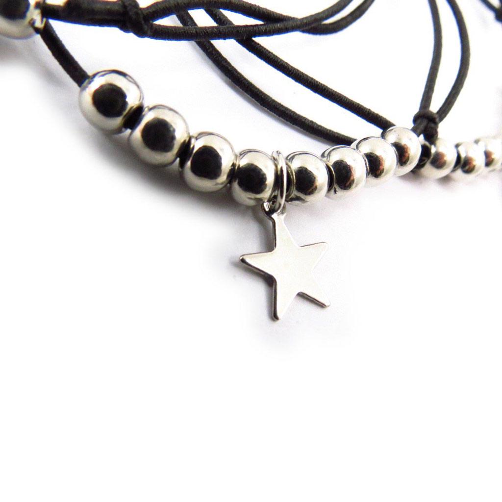 Les Trésors De Lily [J7003] - Black 'Peace and Love' Designer Bracelet