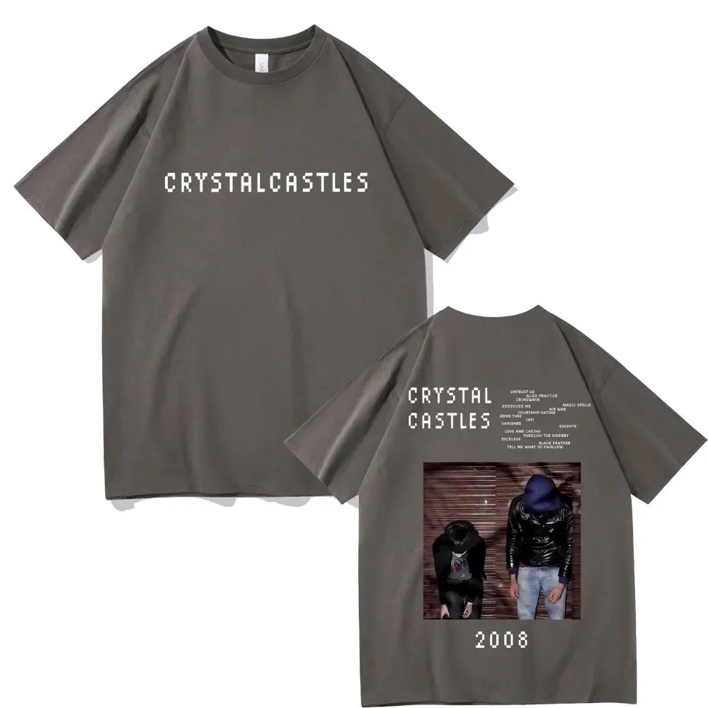 Crystal Castles Doppelseitig Bedruckte T-Shirts Unisex Wounisex Hip Hop Rock Übergroße T-Shirts Herren Gothic T-Shirt Unisexs Vintage T-Shirt B