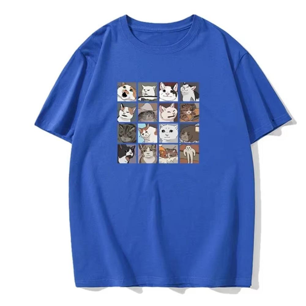 Meme Cat Puzzle Creative Printed Men's T-Shirt Beach Breathable Funny Clothing European Size Casual Cotton Top Short Sleeve