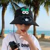 Children's hats summer boys and girls outdoor big brim sun protection empty top hat cartoon cute sun hat with fan