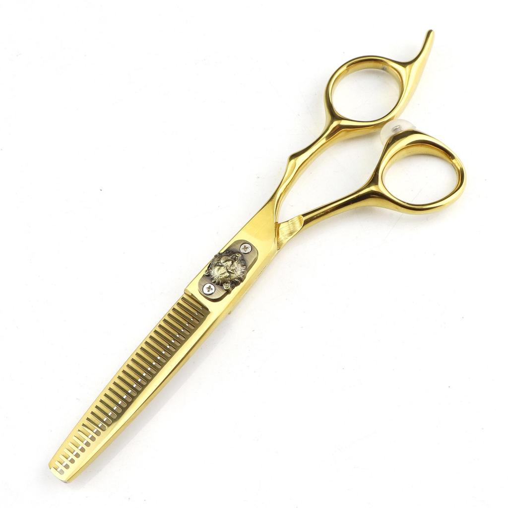 FCG-88 Golden Tiger Hairdressing Scissors Set: Straight, Serrated & Thinning Shears for Salon