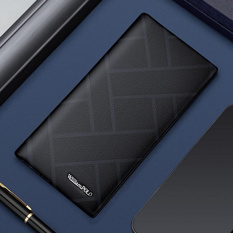 

Кошелек WILLIAMPOLO для мужчин, кожаный роскошный брендовый мужской кошелек, длинный клатч, бизнес-дизайнерский кошелек с держателем для карт One Size чёрный