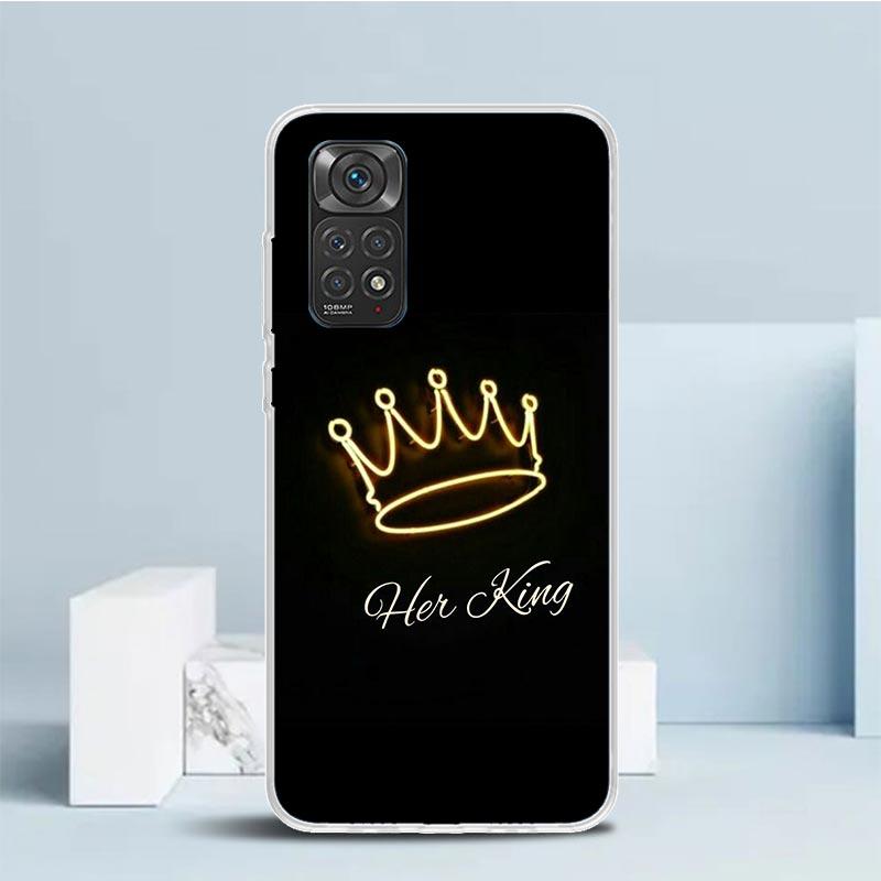 Lovers King Queen Phone Case For Xiaomi Redmi Note 15 14 14S 13 12S 12 Pro Plus 11S 11 11T 11E 10S 10 + Soft TPU Back Cover Redm