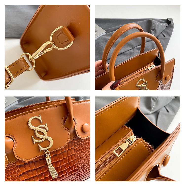 2025 Podzimní Minimalistická Retro Crossbody Taška přes Rameno s Krokodýlím Vzorem