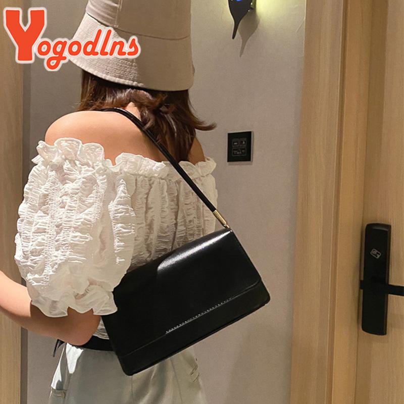 Simple Shoulder Bag For Women PU Leather Armpit Bag Solid Color Lady Handbag Casual Girls Small Square Bag sac