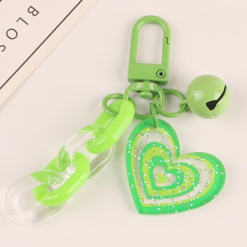 Sweet Acrylic Heart Pendant Keychain Link Chain Keyring for Purse,Handbag, Bag
