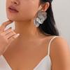 Elegant Golden Flower Stud Earrings Light Luxury Metal Earrings Hollow Flower Earrings  Party
