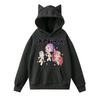 Damemote Casual Langermet trykt Rundhals hettegenser Pullover Topp med lommer