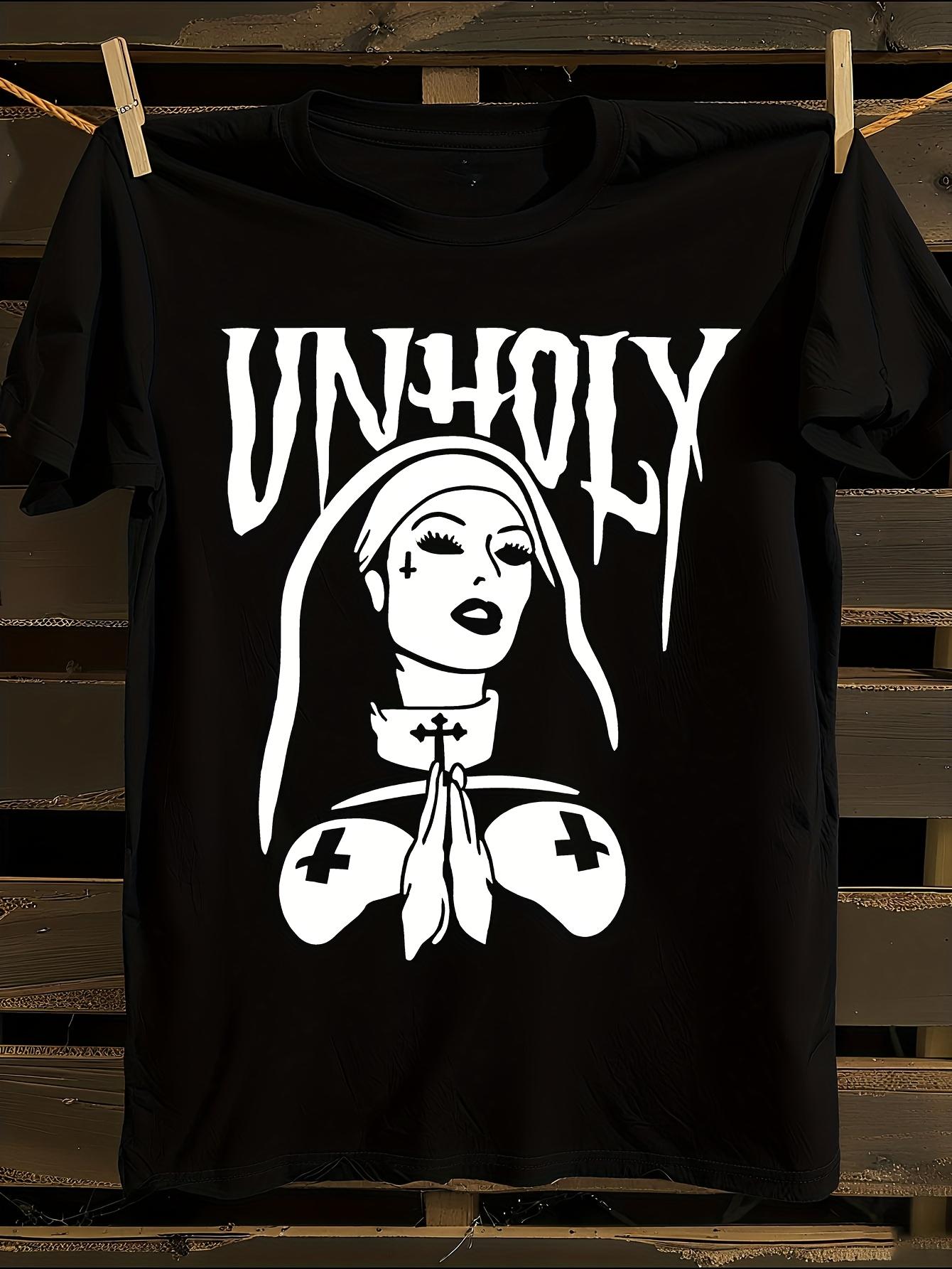 s Gothic Evil Nun UNHOLY Design Tshirt M