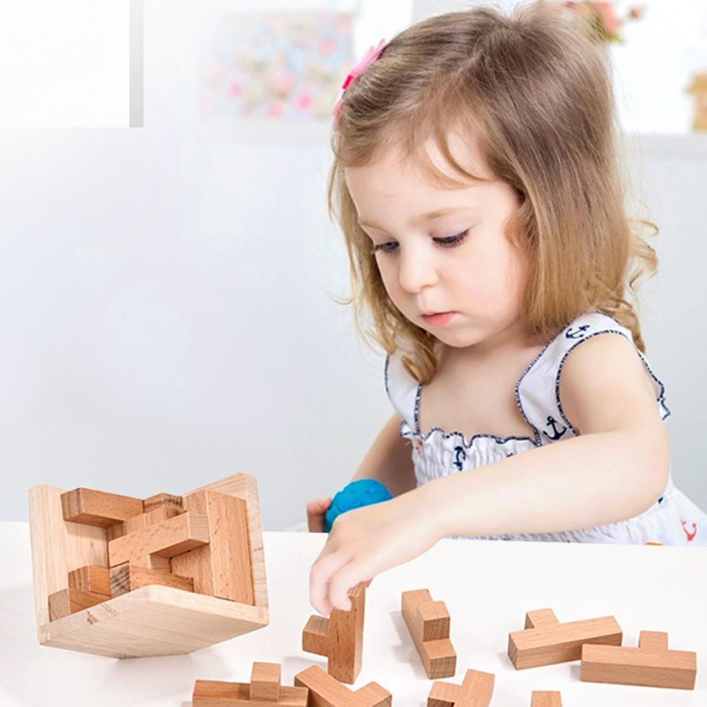 Color Boxed Decompression Assembled Blockss Wooden Three-dimensional Puzzles Kongming Lock Educational Toys Lu Bans Lock