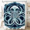 Exquisite Blue Octopus Art Shower Curtain - Intricate Sea Creature Design For A Unique, Waterproof Bathroom Dcor