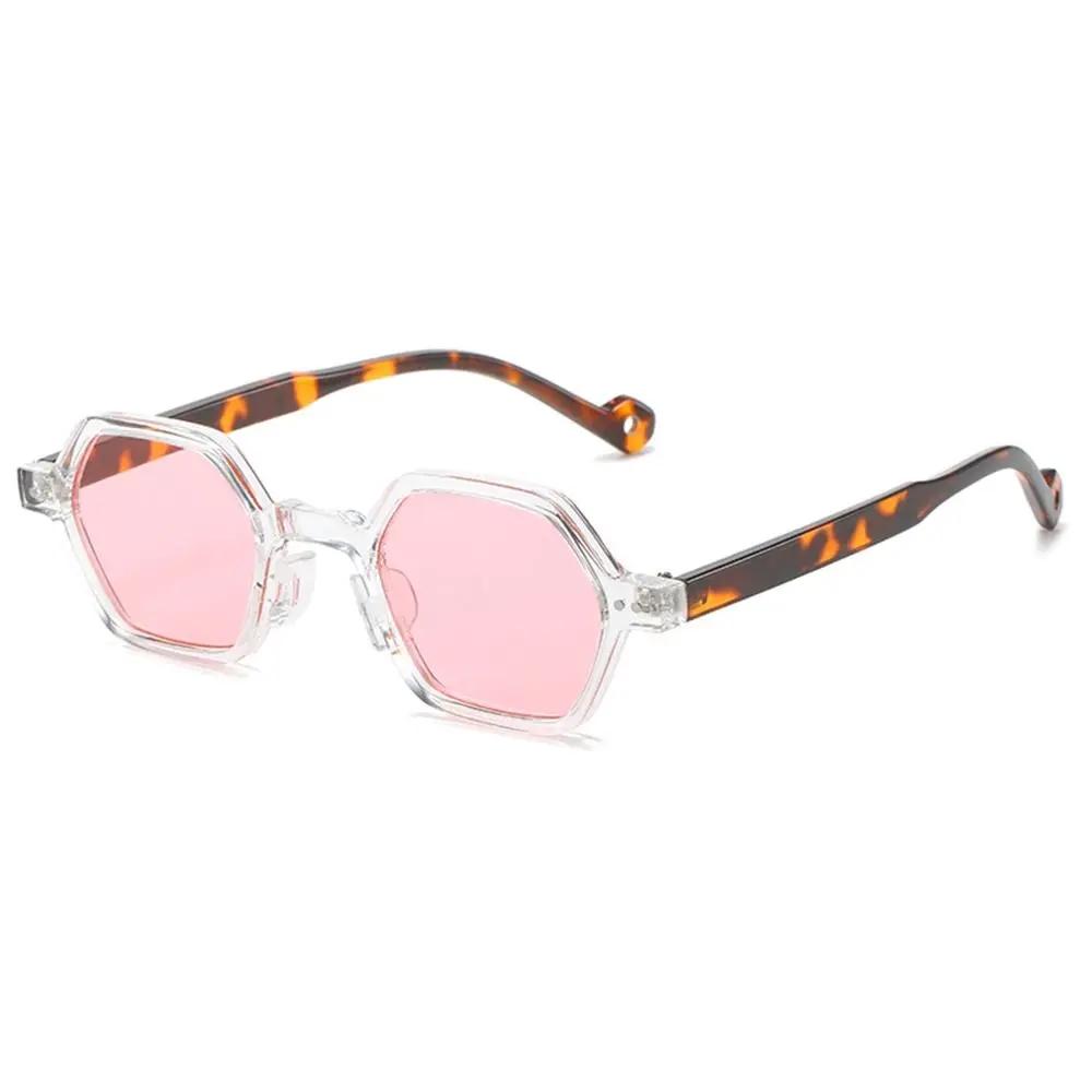 Retro Polygonální Čtvercové Sluneční Brýle Vintage Y2K Šestiúhelníkové Odstíny Čirá Oceánová Čočka Nýty Sluneční Brýle Trendy UV400 Brýle pro Unisex
