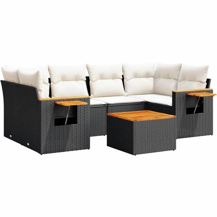 VidaXL Garden Lounge Set with Cushions 7 Pcs, Patio Sofas, Patio Furniture Set, Outdoor Furniture, Black 3259039
