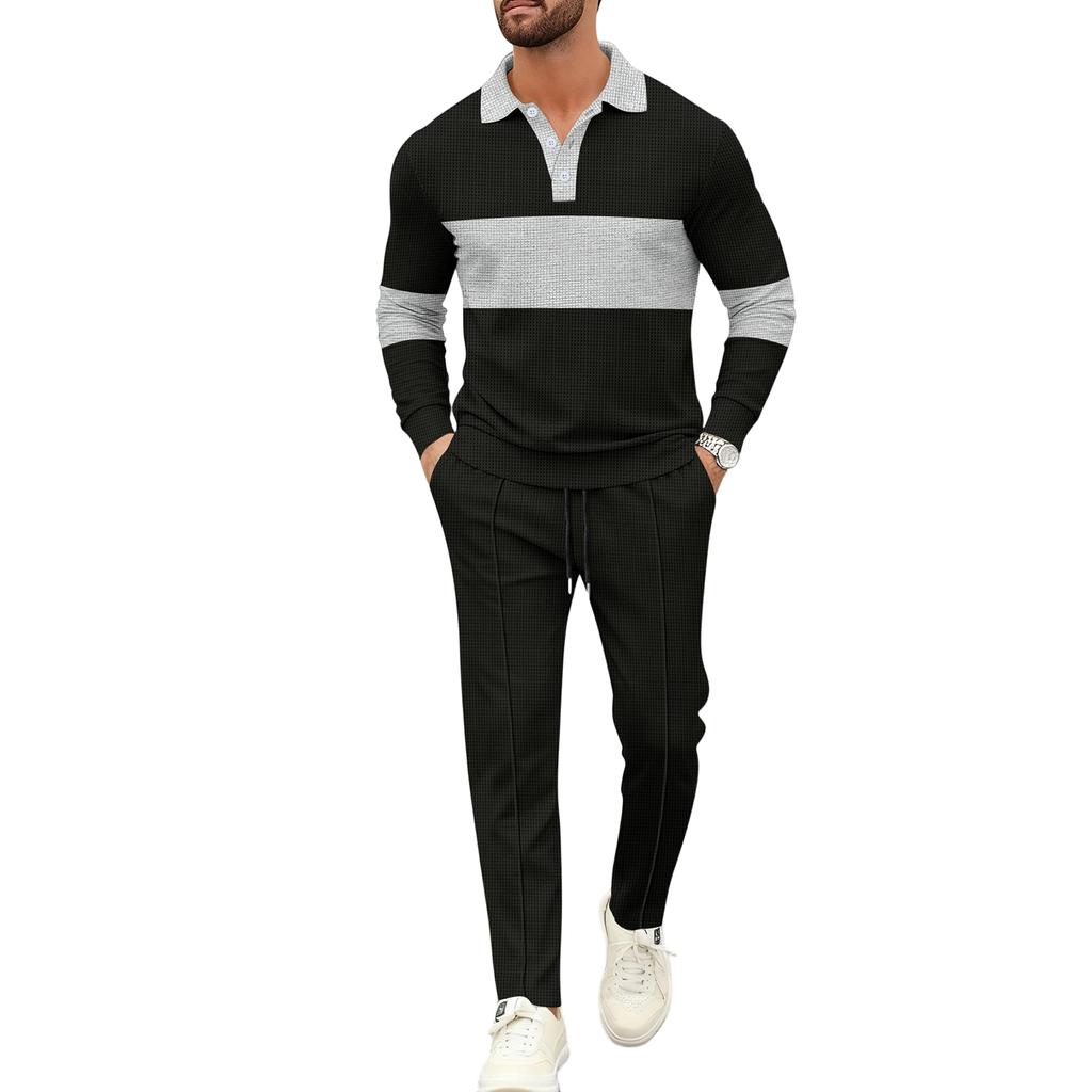 Herren  Freizeit  Umlegekragen  Lange Ärmel  Hose  Set
