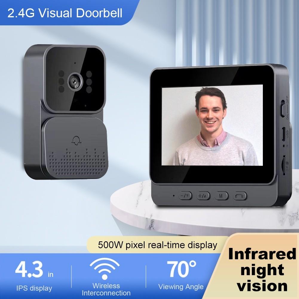 4.3 Inches IPS Screen Wireless Doorbell Household Intercom Video Camera Night Version Two-Way Speaking Video Door Ring