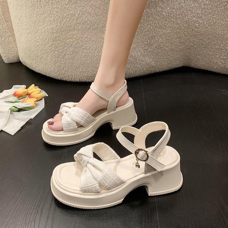 Fairy style sandals female 2025 new summer outer wear temperament thick bottom beautiful matching skirt word with high heels