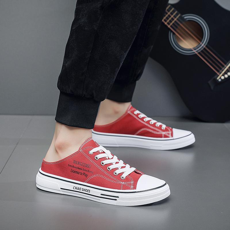 2024 Men's New Casual Canvas Half Slippers Spring and Autumn Men's Outdoor Sports Versatile Casual Shoes  Tenis Masculino