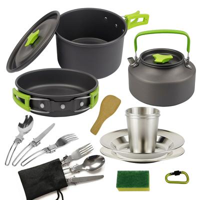 Amazon Outdoor Camping Teiera Set Portatile Picnic Pentole Piatto Combo Pentola da Campeggio