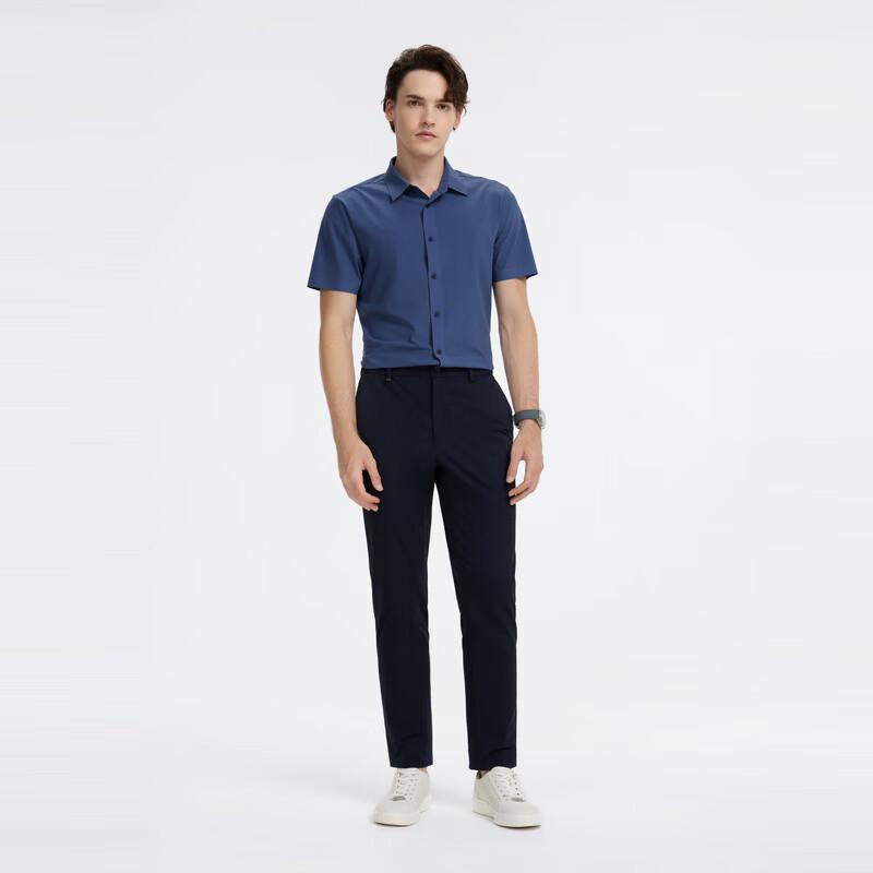 Joeone Men's Elastic Knit Short-Sleeved Shirt