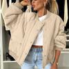 Women's Fashion Casual Fall And Winter Solid Color Short Zipper Jacket Cotton Coat