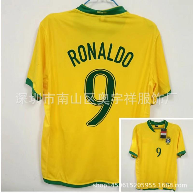Vintage Brazil National Team Soccer Jersey Ronaldo 9 Classic Retro Football Shirt Short Sleeve Unisex